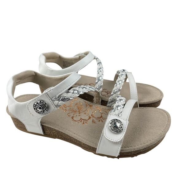 Aetrex Jillian Women’s Sandals Size 8 White Leather Strappy Slingback Comfort - Picture 1 of 11